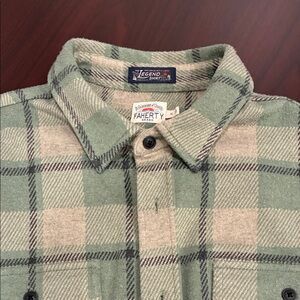 Faherty Sage and Cream Checkered Shirt